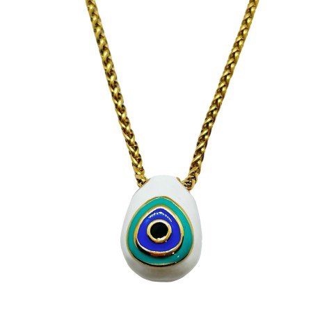 necklace steel chain gold and white mind green egg3